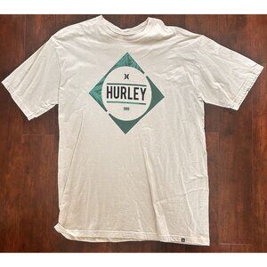 Men's Hurley Classic Fit XL 100% Cotton T-Shirt Cream & Green Diamond